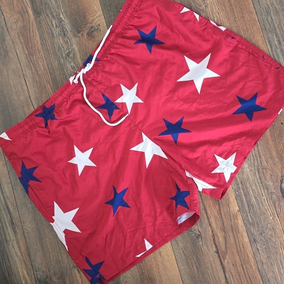 Walnut & 39th - Men's 7 " Star Swim Trunk - Red - Picture 5 of 5